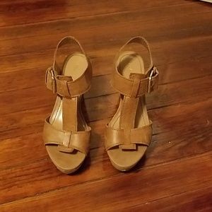 Franco Sarto T-Strap Cork Wedge